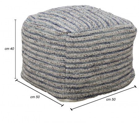 Puf decorativ lana accente albastre stil etnic CreativDeco [6]