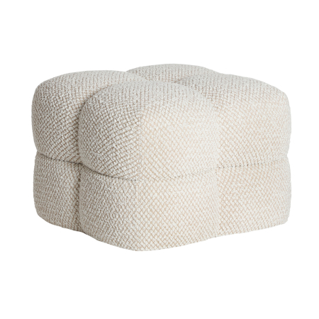 Mobilier - Puf pătrat tapițat cu stofă texturată bej pentru living și dormitor