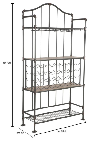 Raft Manhattan cu suport sticle si pahare. Rafturi metalice bucatarie in stil industrial. Mobilier vintage multifunctional CreativDeco. [11]