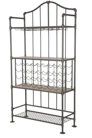 Raft Manhattan cu suport sticle si pahare. Rafturi metalice bucatarie in stil industrial. Mobilier vintage multifunctional CreativDeco. [5]