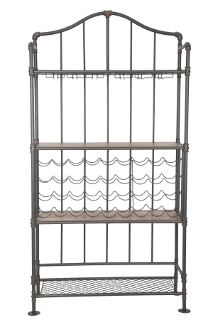 Raft Manhattan cu suport sticle si pahare. Rafturi metalice bucatarie in stil industrial. Mobilier vintage multifunctional CreativDeco. [1]