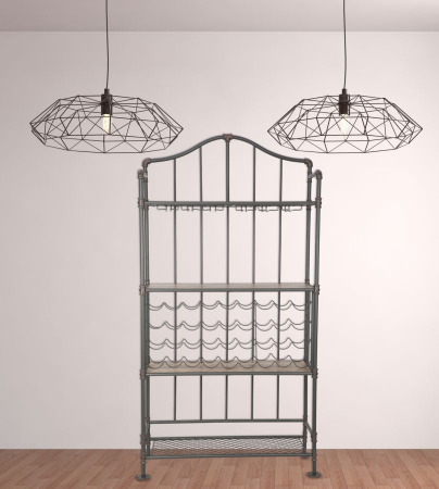 Raft Manhattan cu suport sticle si pahare. Rafturi metalice bucatarie in stil industrial. Mobilier vintage multifunctional CreativDeco. [6]