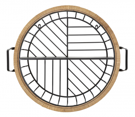 Rafturi de perete - Raft de perete rotund cu detalii din ratan|Rafturi elegante|CreativDeco