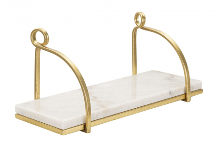 Noptiere - Raft perete auriu blat alb CreativDeco