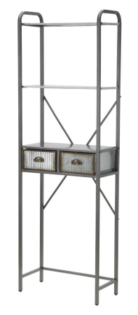 Raft Illinois A cu sertare, stil vintage industrial. Rafturi metalice rezistente pentru baie. Organizare practica in spatii umede de la CreativDeco. [5]