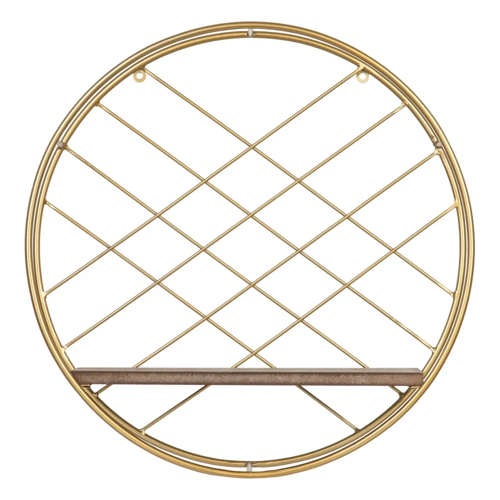 Rafturi de perete - Raft rotund auriu sofisticat pentru decoratiuni interioare