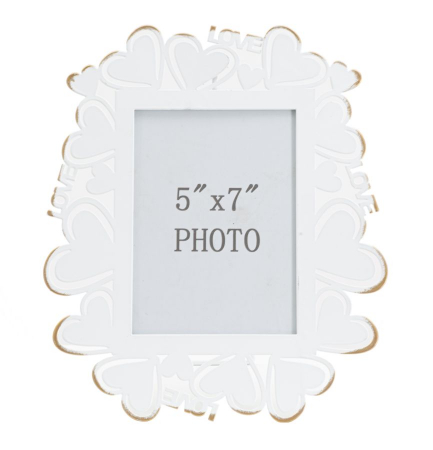 Rama foto metalica inimi alb-auriu, design romantic CreativDeco.ro. [1]