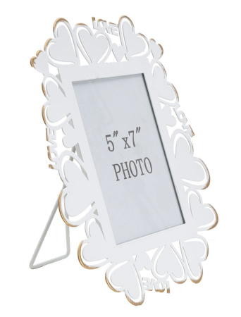 Rame foto - Rama foto metalica inimi alb-auriu, design romantic CreativDeco.ro.