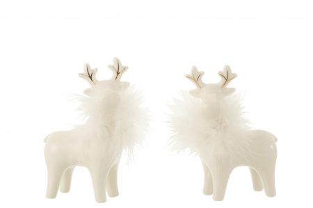Obiecte decorative - Set 2 Reni portelan, alb auriu, creativdeco.ro