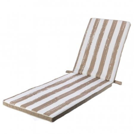Accesorii Exterior - Saltea sezlong bej cu dungi albe – 190x55x4 cm, exterior, impermeabilă