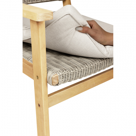 Scaun alb gri din lemn de eucalipt cu rattan sintetic, elegant și confortabil pentru exterior [6]