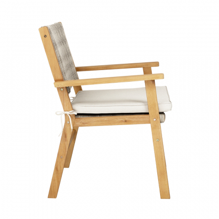 Scaun alb gri din lemn de eucalipt cu rattan sintetic, elegant și confortabil pentru exterior [3]