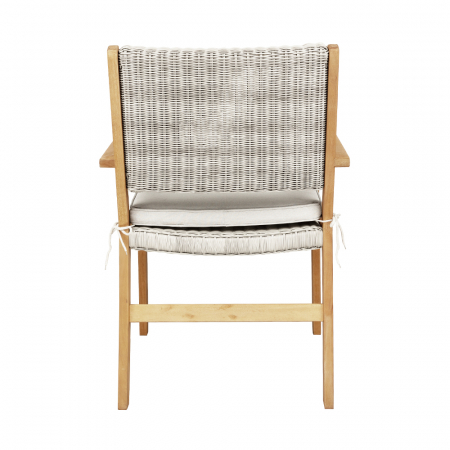 Scaun alb gri din lemn de eucalipt cu rattan sintetic, elegant și confortabil pentru exterior [5]