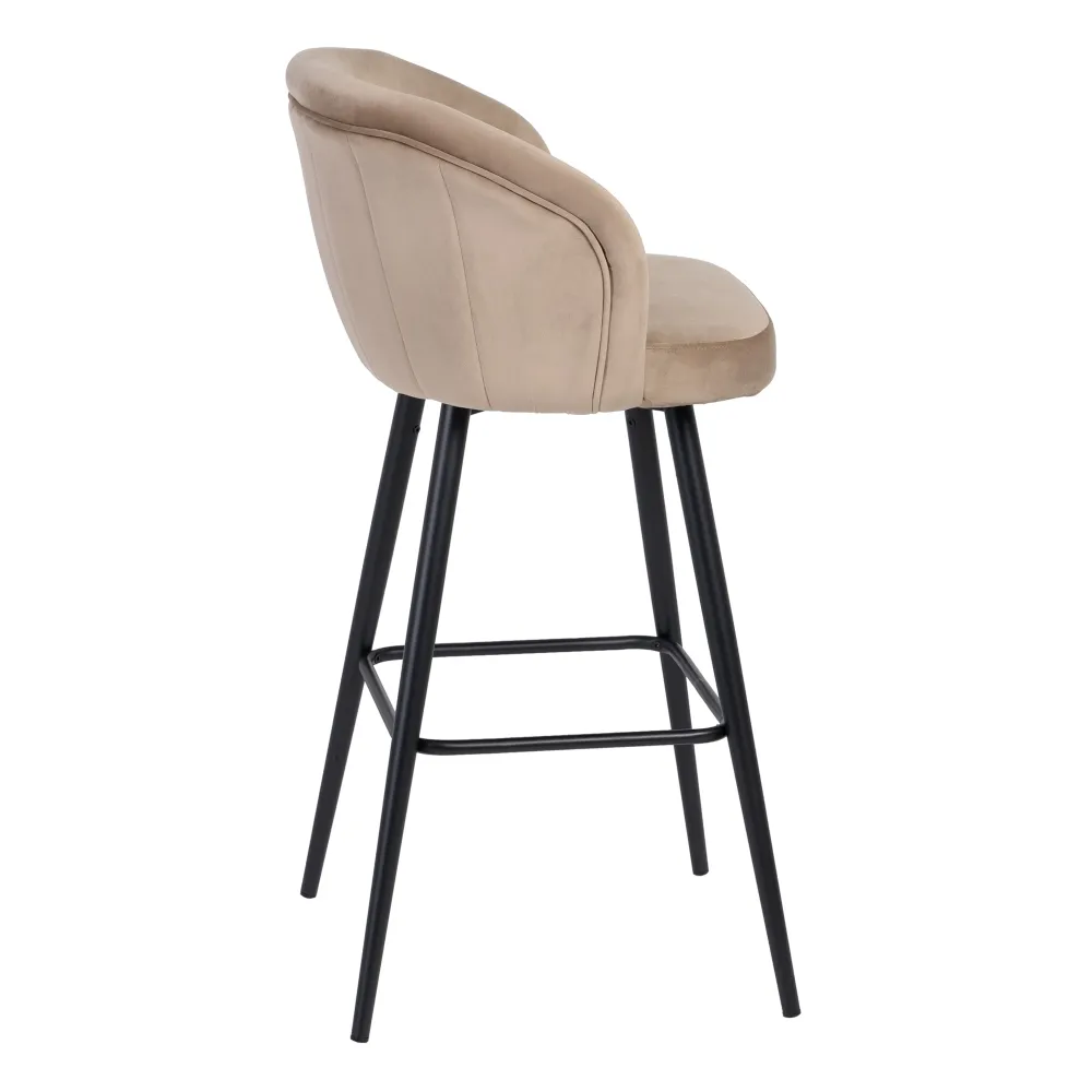 Scaun bar bej, catifea metal [3]
