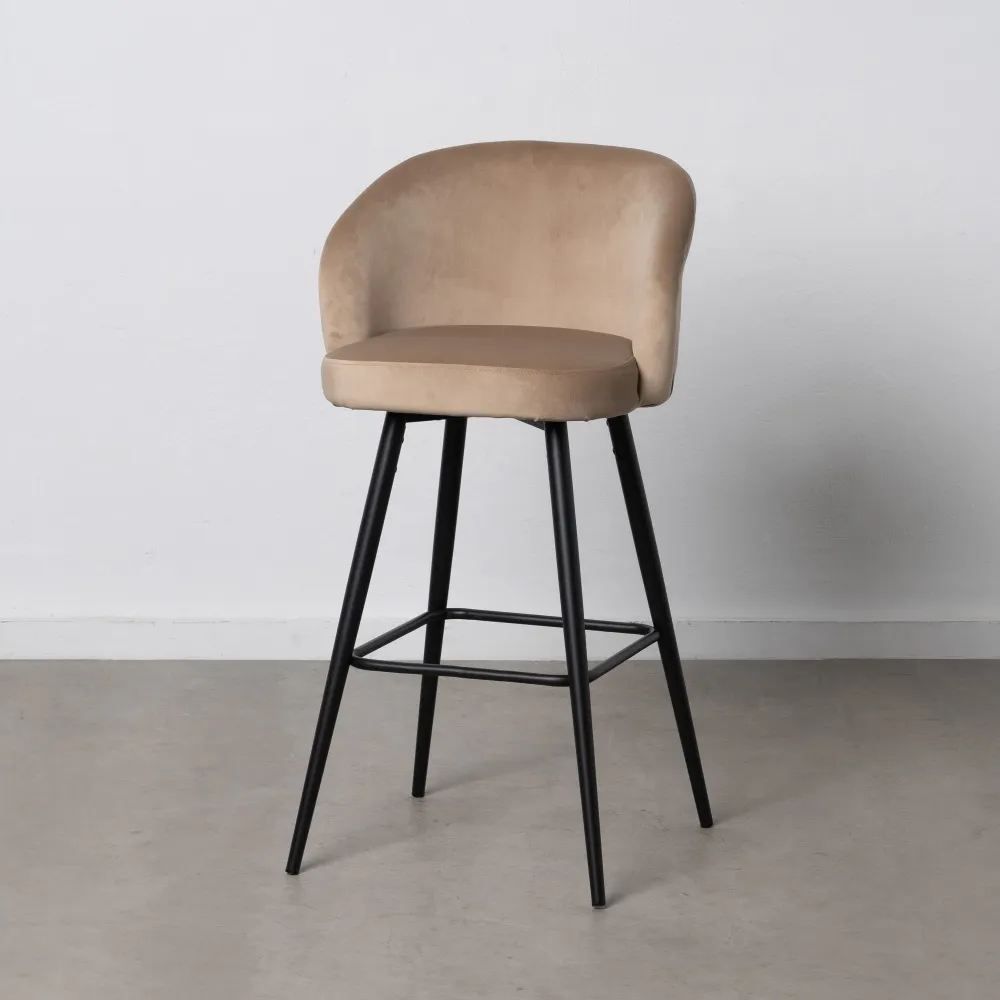 Scaun bar bej, catifea metal [2]