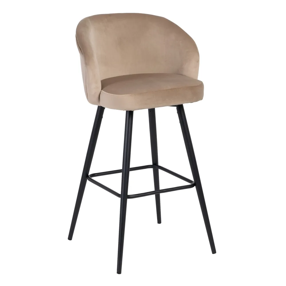 Scaun bar bej, catifea metal [0]