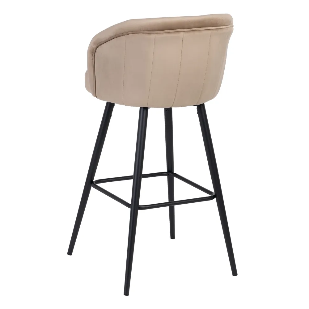 Scaun bar bej, catifea metal [4]