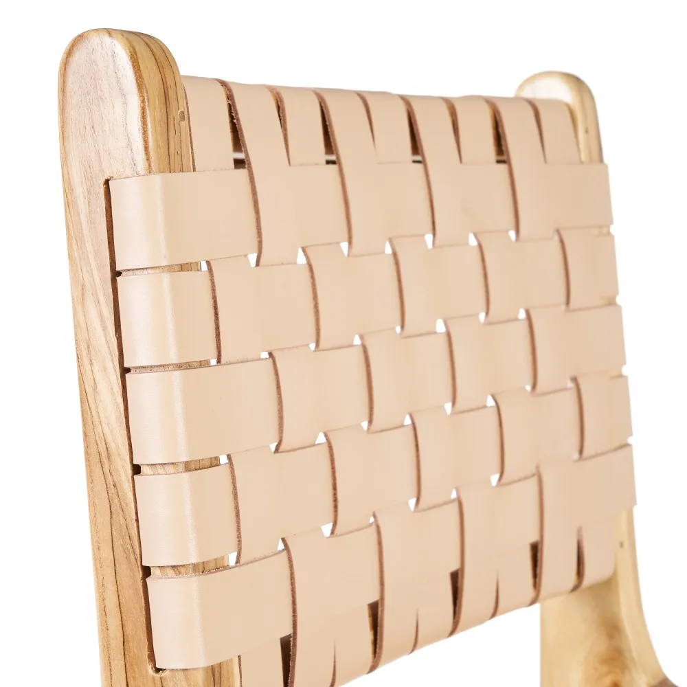 Scaun Bar Bej Lemn Tec piele, creativdeco.ro [4]