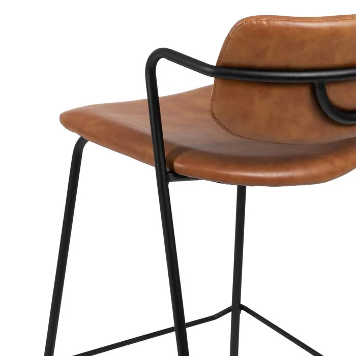 Scaun Bar Carla, Maro Deschis - Negru, Piele Ecologica, Metal - creativdeco.ro [5]