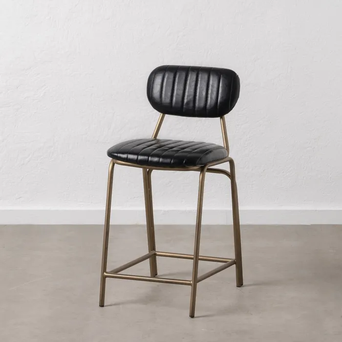 Scaun Bar Casilda Negru, Piele Ecologica, Metal - creativdeco.ro [1]