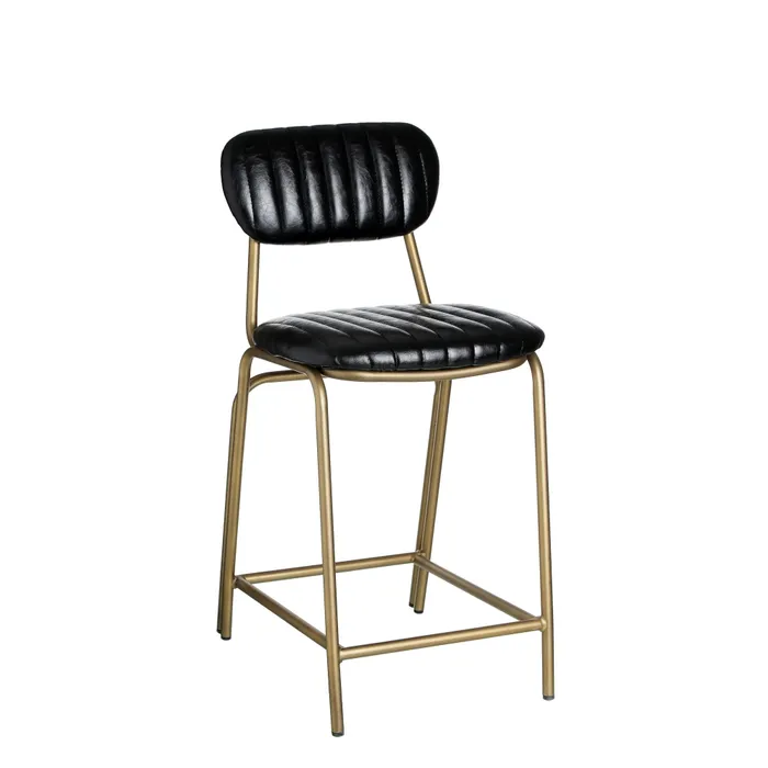 Scaune in Stil Contemporan - Scaun Bar Casilda Negru, Piele Ecologica, Metal - creativdeco.ro