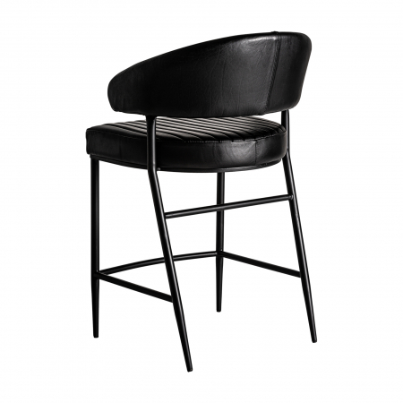 Scaun bar vintage piele neagra | Scaune inalte elegante [3]