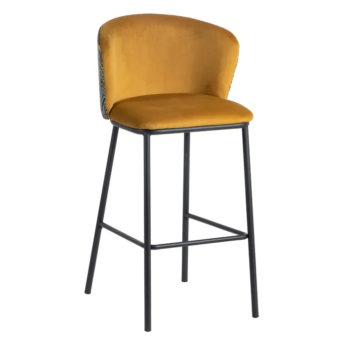 Scaune in Stil Contemporan - Scaun bar GEOMETRIC, catifea Mustar - de la creativdeco.ro