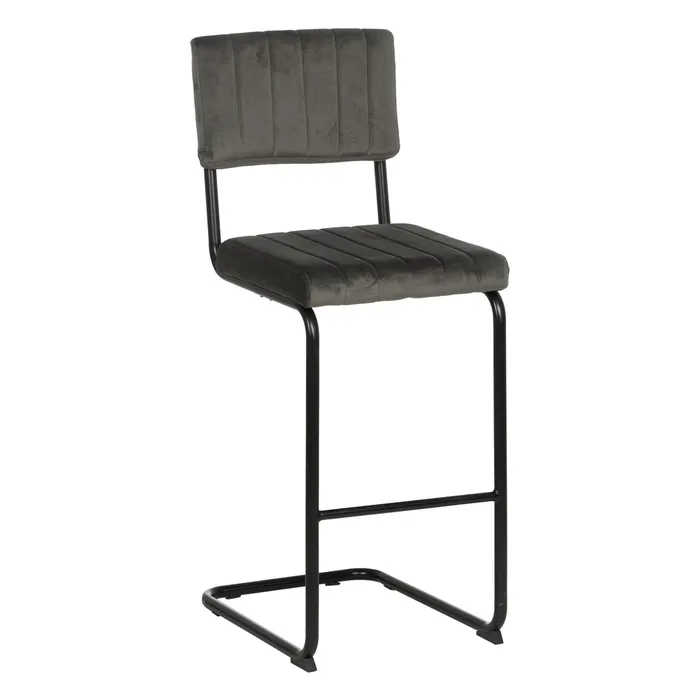 Scaune HORECA - Scaun bar gri cu design industrial și cadru metalic negru