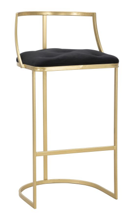 Scaune de bar - Scaun bar Istanbul catifea neagră cu structură aurie și spătar minimalist