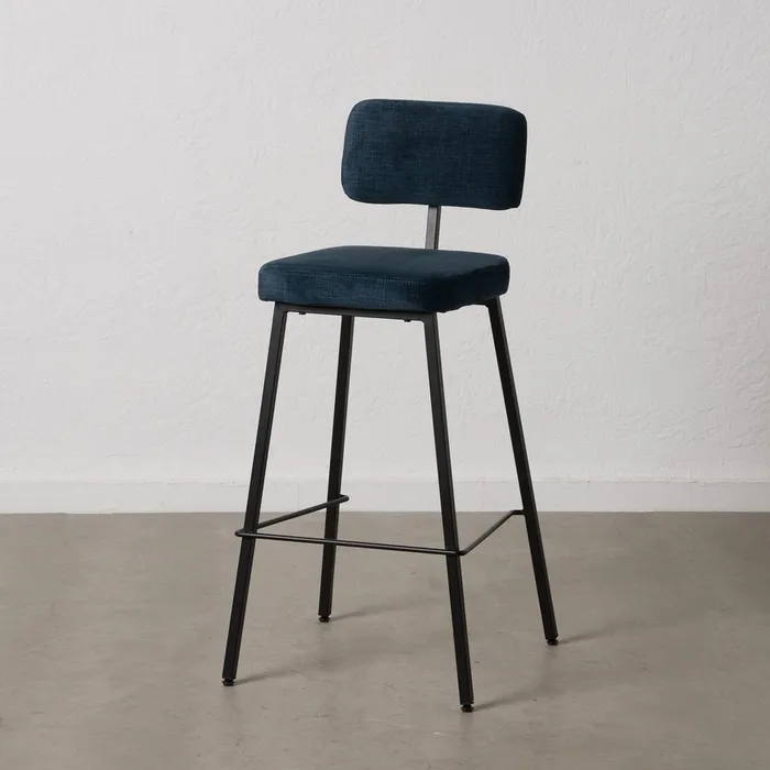 Scaun bar albastru cu cadru metalic negru și design ergonomic – stil horeca contemporan [1]