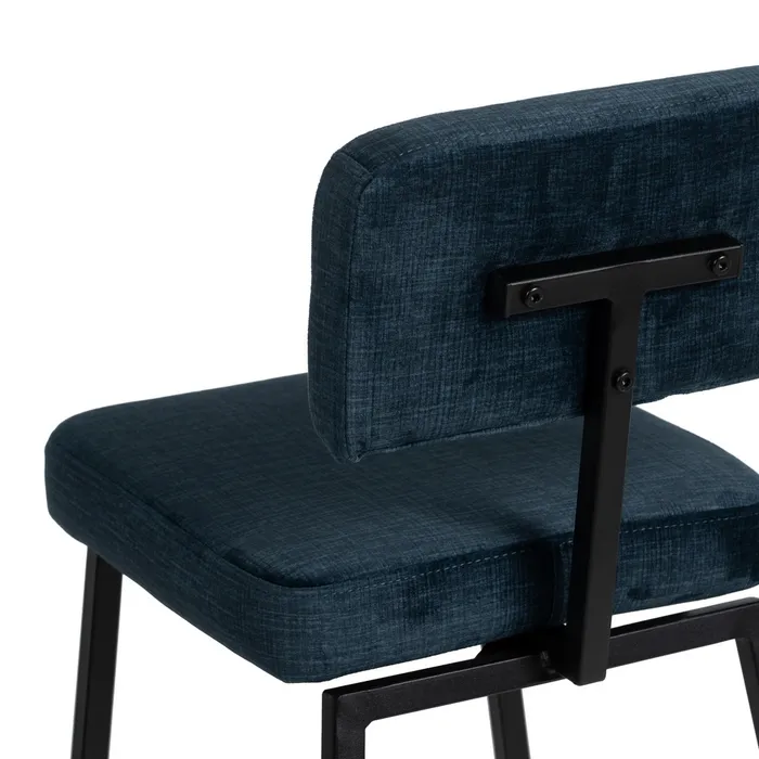 Scaun bar albastru cu cadru metalic negru și design ergonomic – stil horeca contemporan [6]