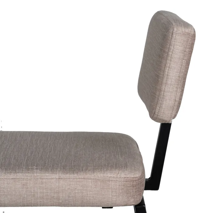 Scaun bar bej cu tapițerie textilă și cadru metalic negru – stil horeca modern [5]