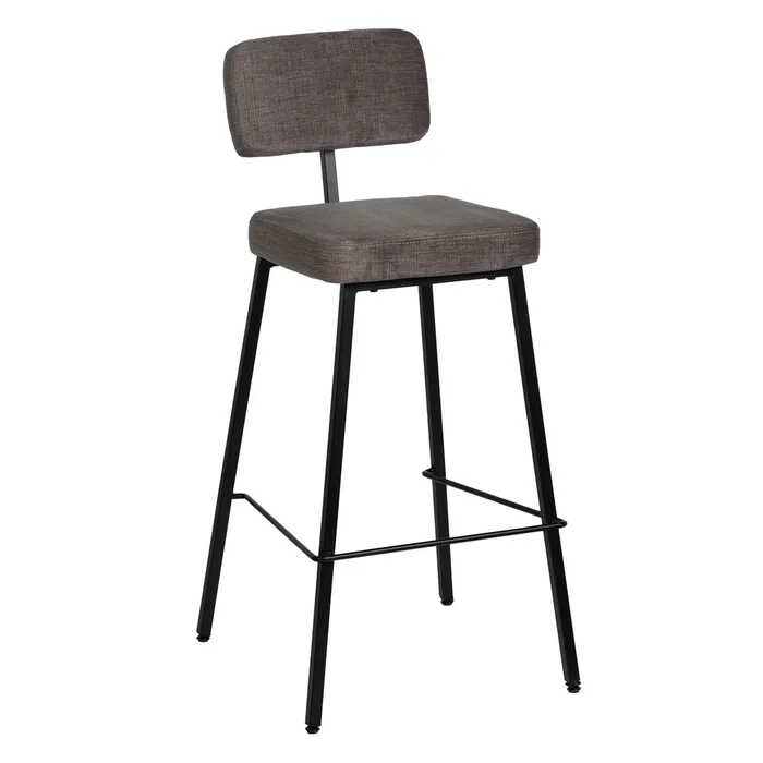 Industrial - Scaun bar gri cu tapițerie rezistentă și cadru metalic negru – stil industrial horeca