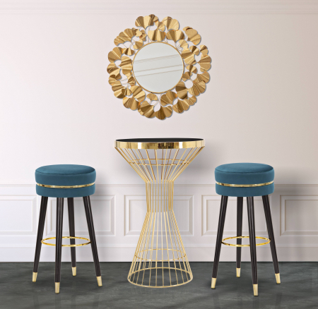 Scaun bar Paris, stofa turquoise - CreativDeco.ro [1]