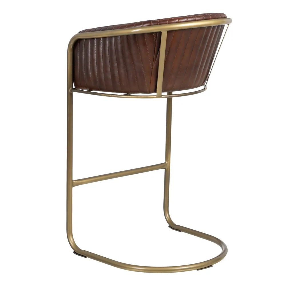 Scaun bar piele metal maro auriu [3]