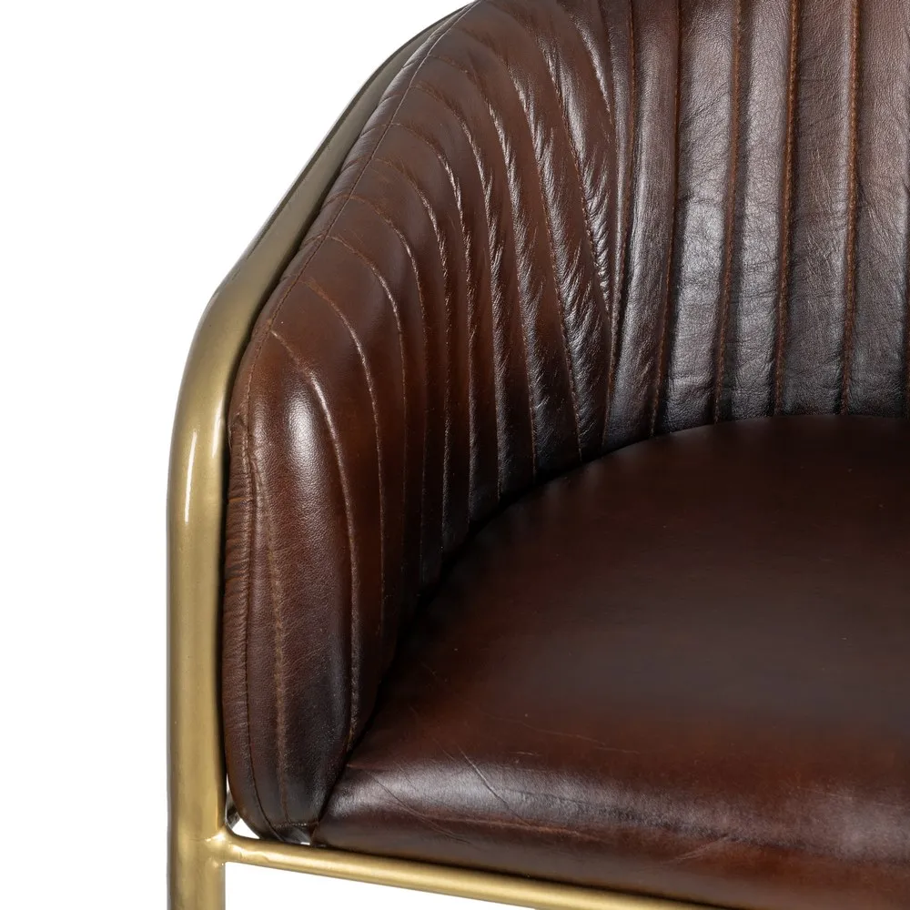 Scaun bar piele metal maro auriu [5]