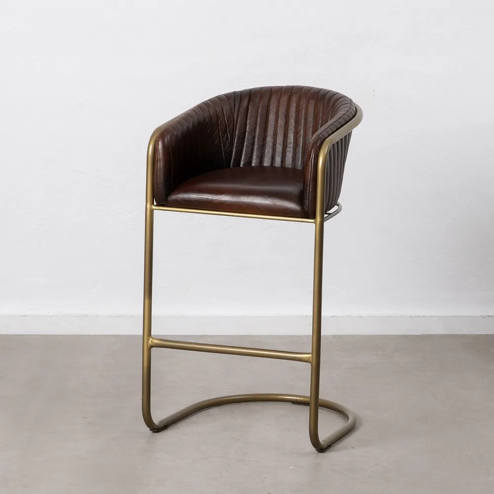 Scaun bar piele metal maro auriu [1]