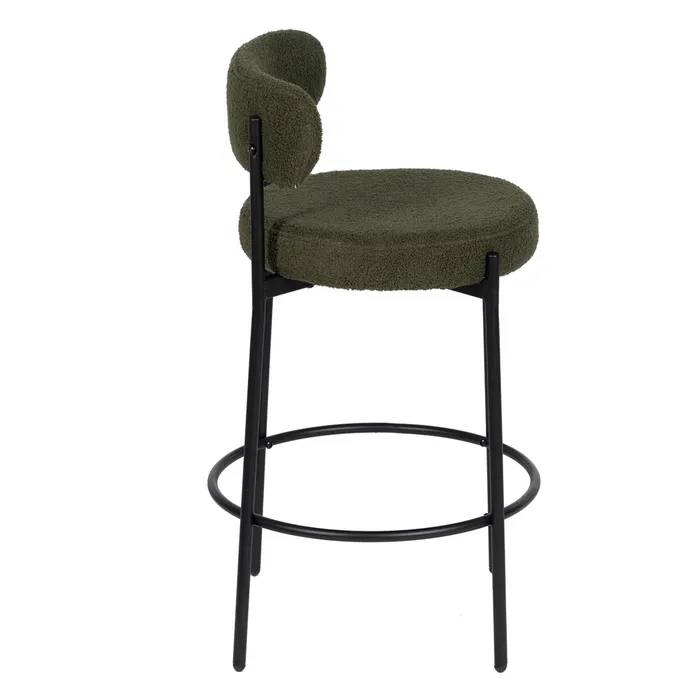 Scaun Bar Round Plus, Stofa Boucle Verde, Metal Negru - creativdeco.ro [2]