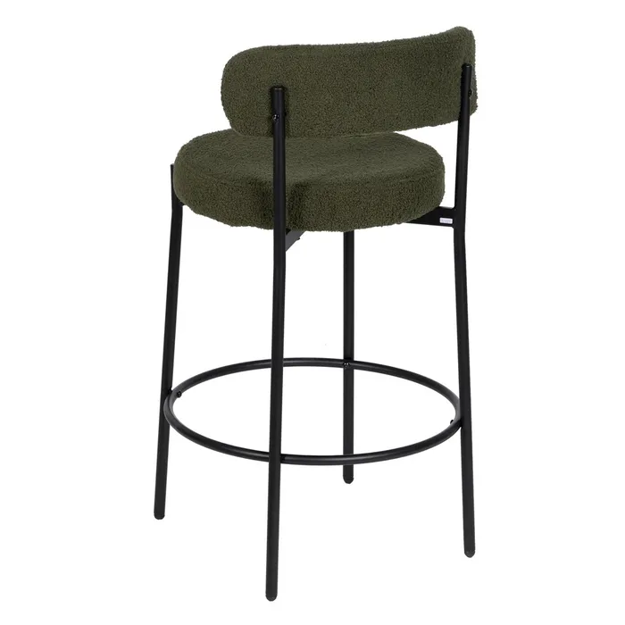 Scaun Bar Round Plus, Stofa Boucle Verde, Metal Negru - creativdeco.ro [3]