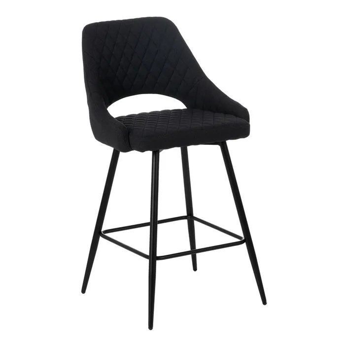 Scaune in Stil Contemporan - Scaun bar negru cu tapițerie matlasată și cadru metalic – design modern horeca
