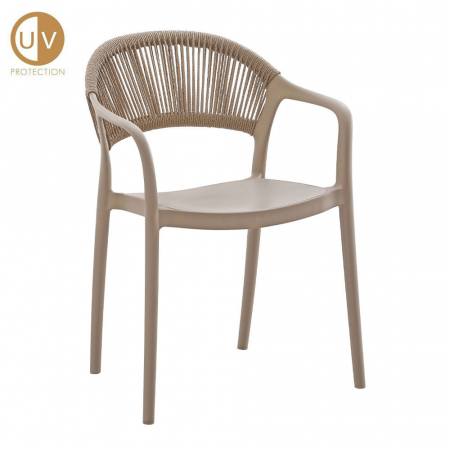 Mobilier Gradina - Scaun exterior Buenos bej cu spătar rotunjit