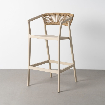 Mobilier Gradina - Scaun bar grădină plastic și frânghie bej