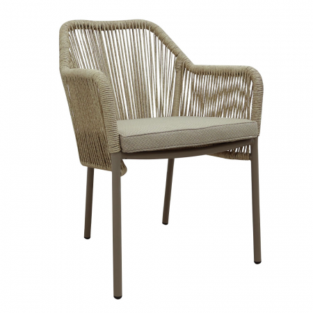 Mobilier Gradina - Scaun bej aluminiu și ratan sintetic exterior Celia