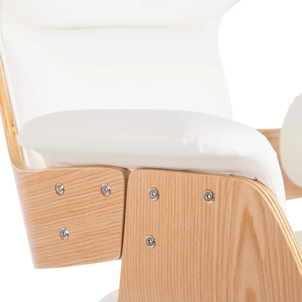 Scaun Birou Gerente Natural - Alb, Piele Ecologica, Lemn, Metal - creativdeco.ro [8]