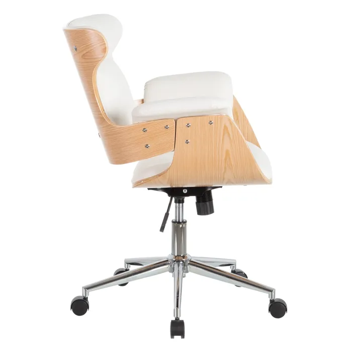 Scaun Birou Gerente Natural - Alb, Piele Ecologica, Lemn, Metal - creativdeco.ro [2]