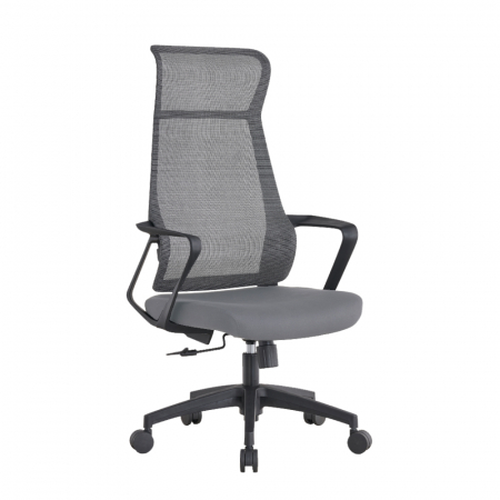 Scaune Gaming - Scaun gaming ergonomic de birou Opra gri textil plasa cu balans - vedere laterală cu detalii de design