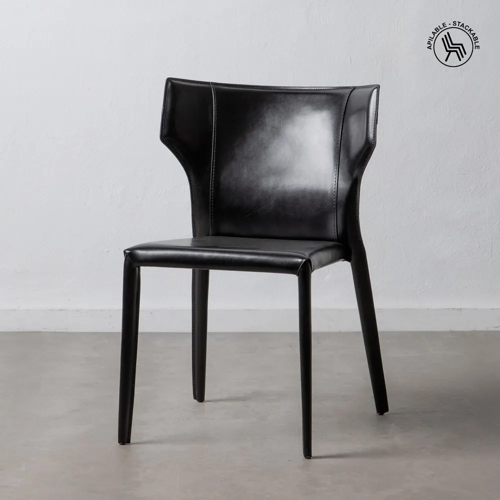 Scaun Black piele naturala neagra si metal - creativdeco.ro [1]