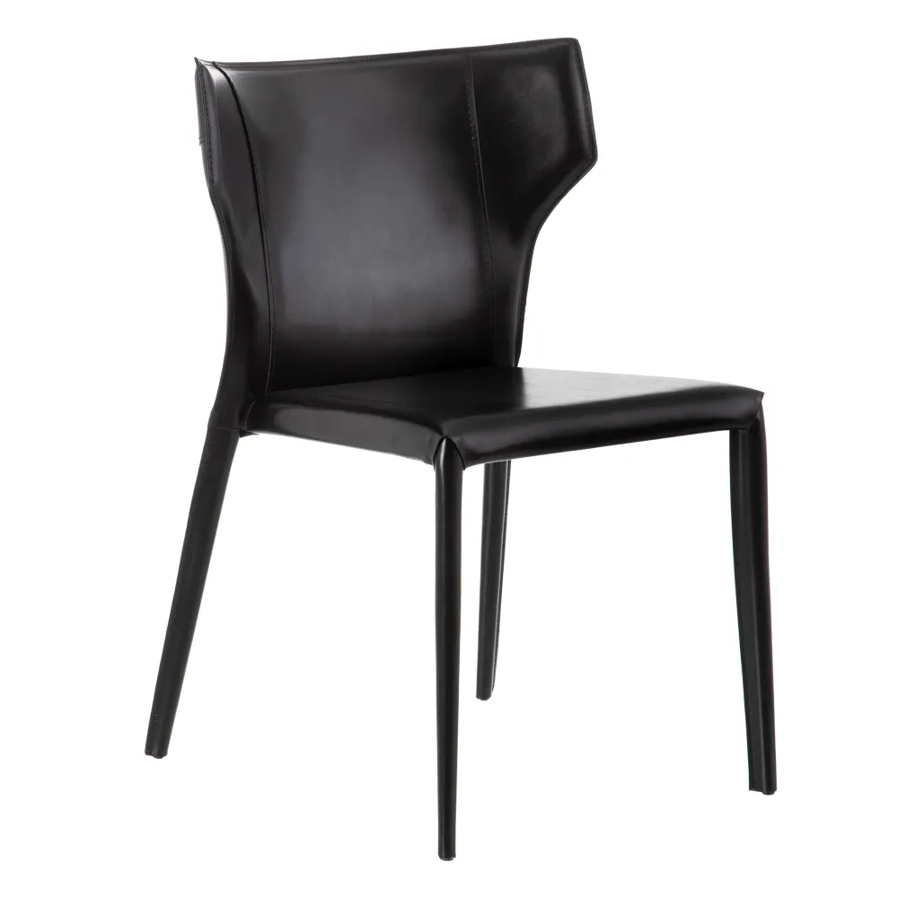 Industrial - Scaun Black piele naturala neagra si metal - creativdeco.ro