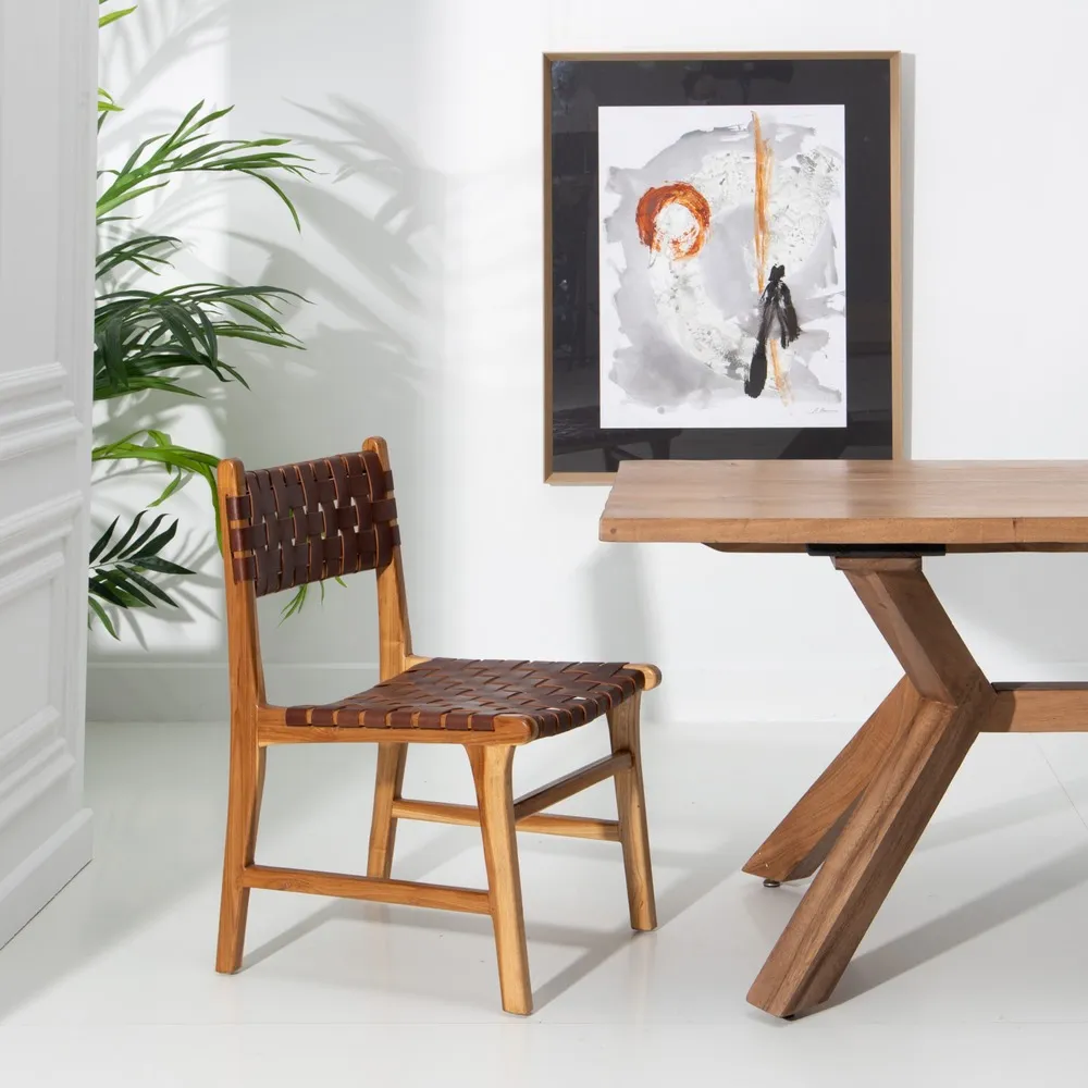 Scaun Brown Lemn Tec Piele Maro - CreativDeco.ro [2]