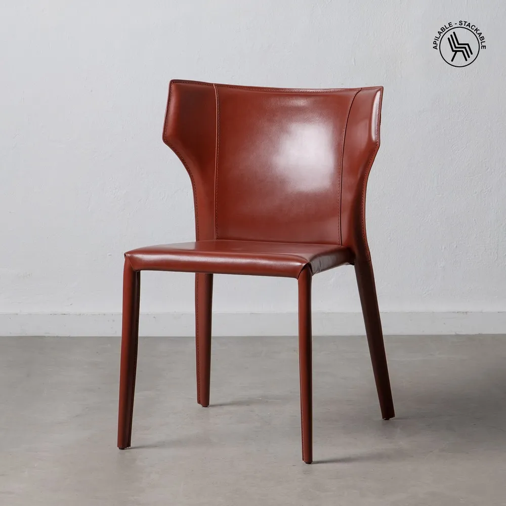 Scaun Brown din Piele Maro, Structura din Metal - creativdeco.ro [2]